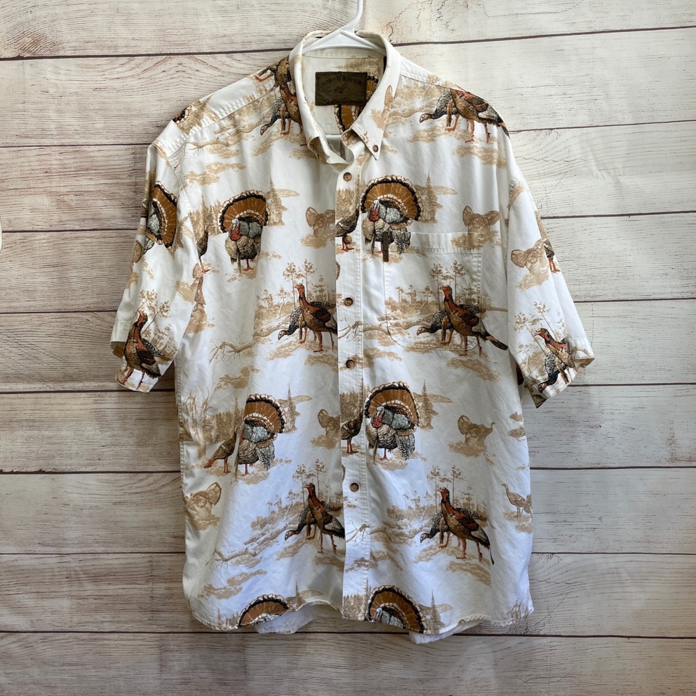 EXCELLENT CONDITION VINTAGE NORTH RIVER SHIRT IN ALLOVER TURKEY PRINT‎